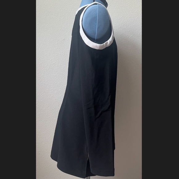 Boston Proper Black White Cold Shoulder Blouse Size Large - Picture 7 of 7